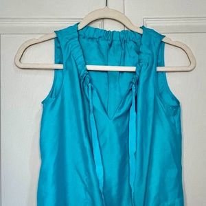 Teal Silk High Neck Tank